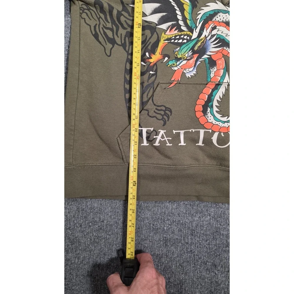 Ed Hardy Hoodie + Nike Air Jordan 1 Low Olive Sz 9.5 Outfit Bundle
